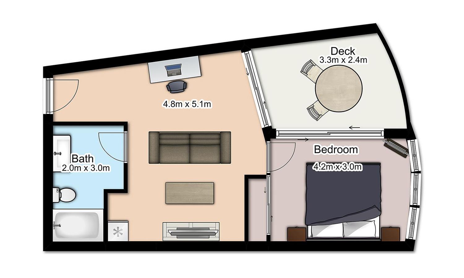 The Point Brisbane Hotel Экстерьер фото A floorplan of a typical studio apartment