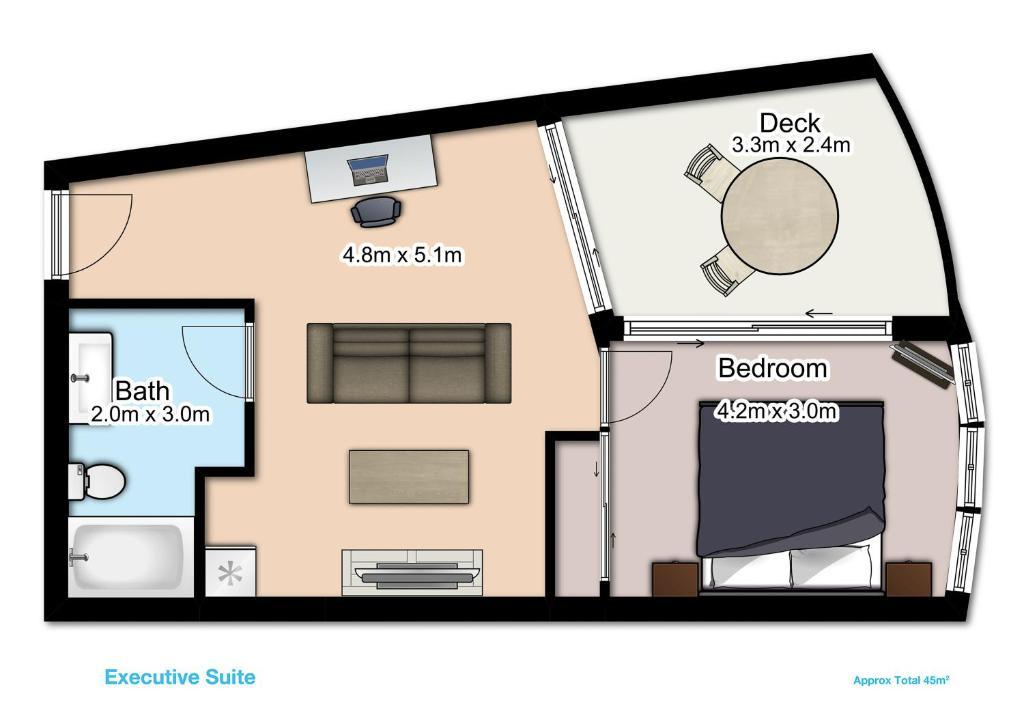 The Point Brisbane Hotel Экстерьер фото A floorplan of a typical one-bedroom apartment